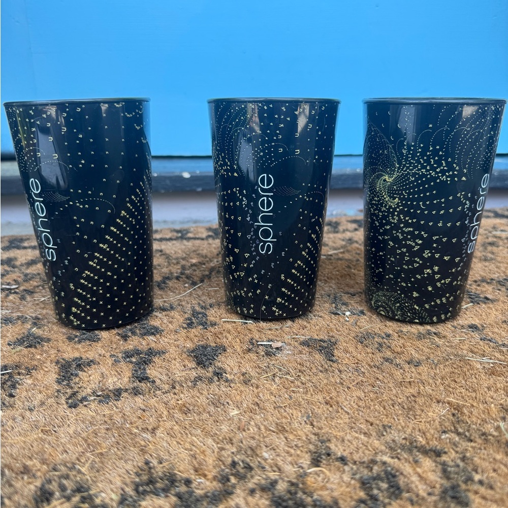 Las Vegas Sphere Black Souvenir Cups with Gold Dots